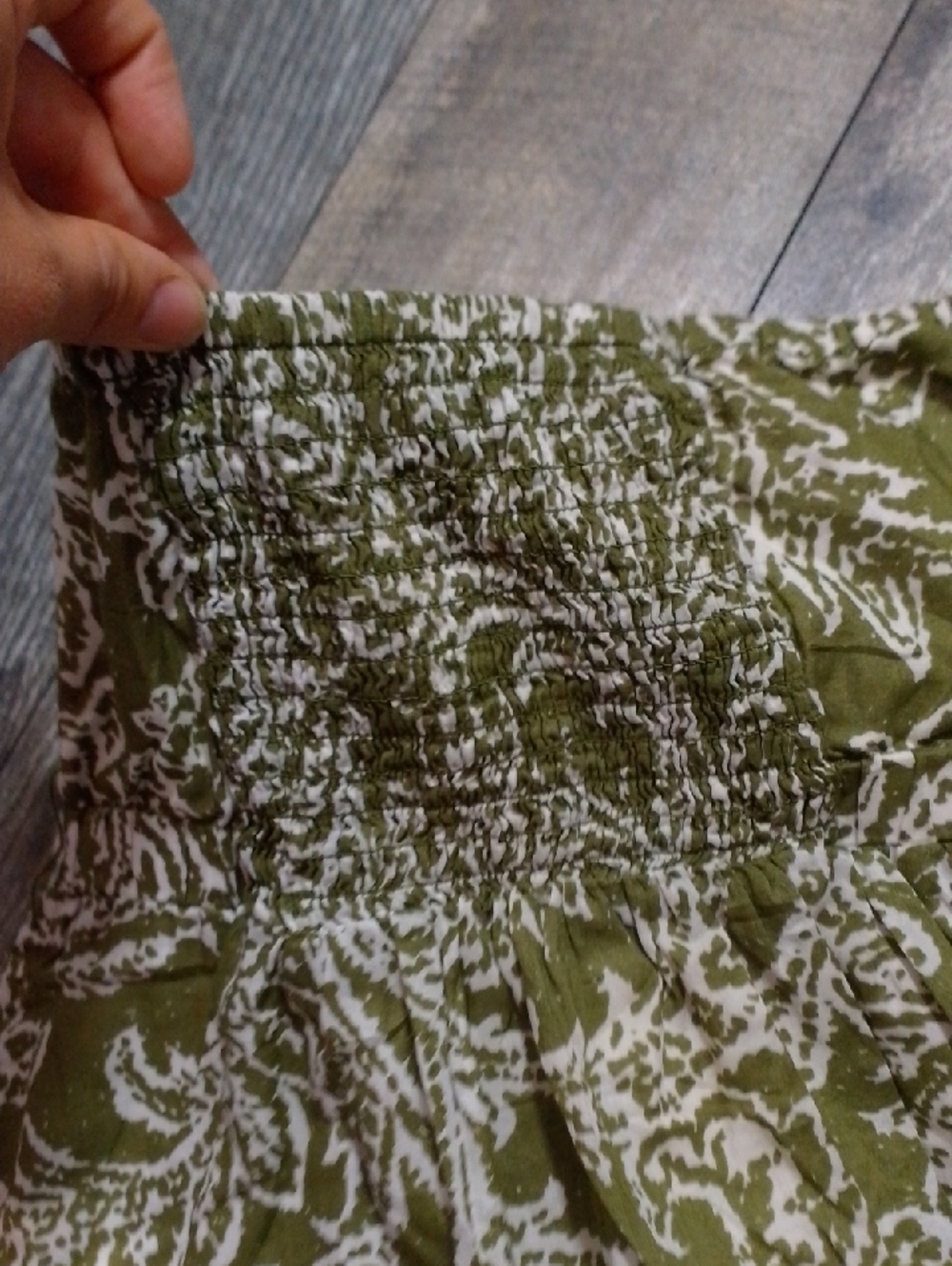 American Eagle Sage Green Paisley Mini Tube Top Dress Trippy Forest Hippie - Picture 6 of 11